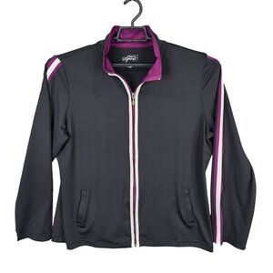 Womens Style & Co Sport Black & Purple Full Zip Jacket Polyester Spandex Size XL
